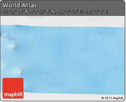 Physical 3D Map of the Area around 53° 40' 8" N, 144° 34' 29" E