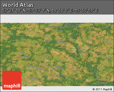 Satellite 3D Map of the Area around 53° 40' 8" N, 15° 22' 30" E