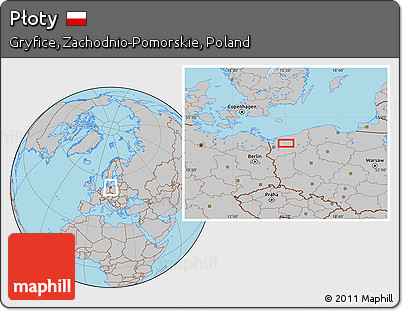Gray Location Map of Płoty