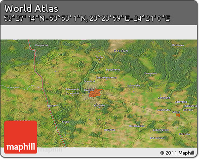 Satellite 3D Map of the Area around 53° 40' 8" N, 23° 52' 30" E