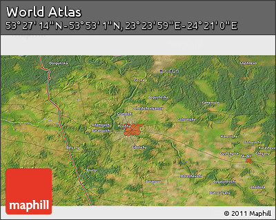 Satellite 3D Map of the Area around 53° 40' 8" N, 23° 52' 30" E