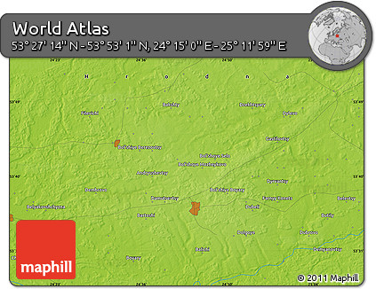 Physical Map of the Area around 53° 40' 8" N, 24° 43' 30" E
