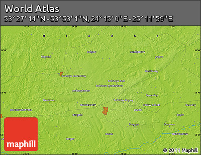 Physical Map of the Area around 53° 40' 8" N, 24° 43' 30" E
