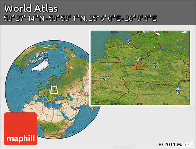 Satellite Location Map of the Area around 53° 40' 8" N, 25° 34' 30" E