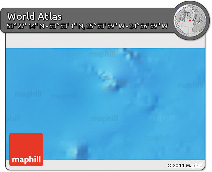 Physical 3D Map of the Area around 53° 40' 8" N, 25° 25' 29" W