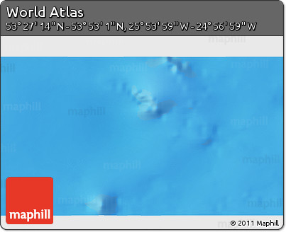 Physical 3D Map of the Area around 53° 40' 8" N, 25° 25' 29" W