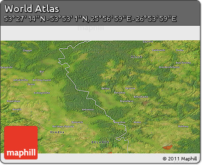 Satellite 3D Map of the Area around 53° 40' 8" N, 26° 25' 29" E
