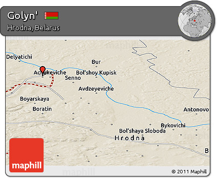 Shaded Relief Panoramic Map of Golyn'