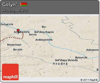Shaded Relief Panoramic Map of Golyn'