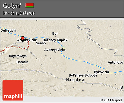 Shaded Relief Panoramic Map of Golyn'