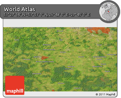 Satellite 3D Map of the Area around 53° 40' 8" N, 27° 16' 29" E