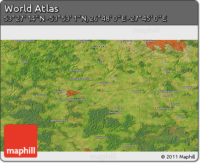 Satellite 3D Map of the Area around 53° 40' 8" N, 27° 16' 29" E