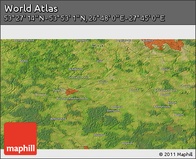 Satellite 3D Map of the Area around 53° 40' 8" N, 27° 16' 29" E