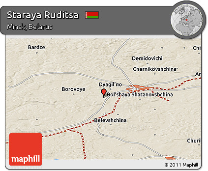 Shaded Relief Panoramic Map of Staraya Ruditsa