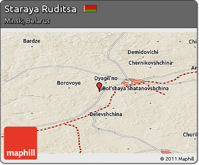 Shaded Relief Panoramic Map of Staraya Ruditsa