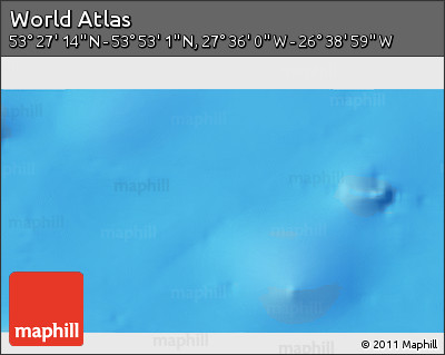 Physical 3D Map of the Area around 53° 40' 8" N, 27° 7' 30" W
