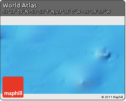 Physical 3D Map of the Area around 53° 40' 8" N, 27° 7' 30" W