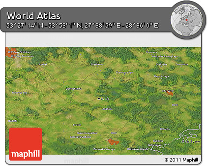 Satellite 3D Map of the Area around 53° 40' 8" N, 28° 7' 30" E
