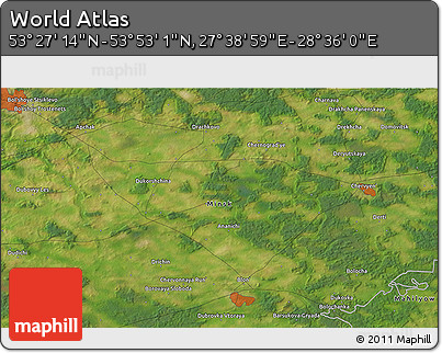 Satellite 3D Map of the Area around 53° 40' 8" N, 28° 7' 30" E