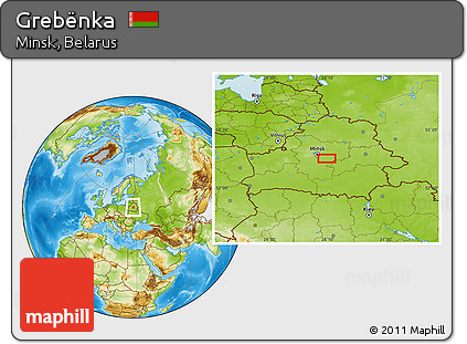 Physical Location Map of Grebënka