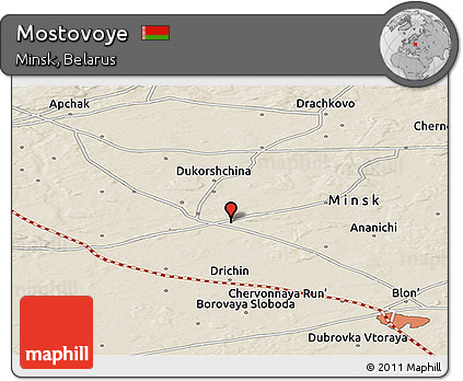 Shaded Relief Panoramic Map of Mostovoye