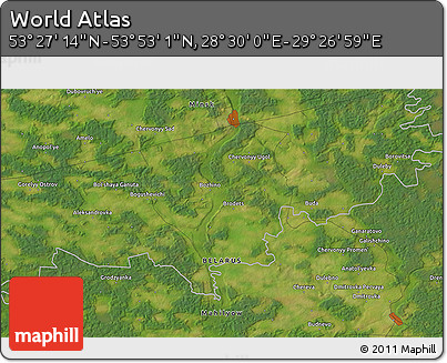 Satellite 3D Map of the Area around 53° 40' 8" N, 28° 58' 30" E