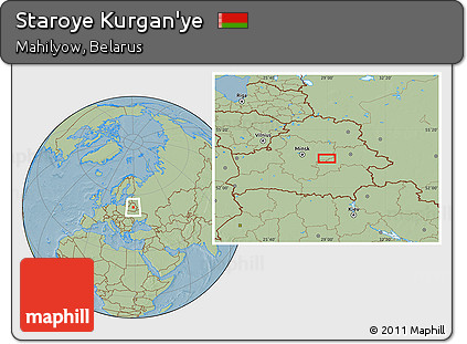 Savanna Style Location Map of Staroye Kurgan'ye, hill shading