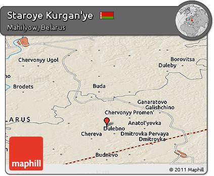 Shaded Relief Panoramic Map of Staroye Kurgan'ye