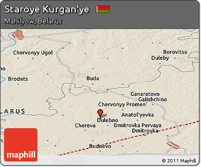 Shaded Relief Panoramic Map of Staroye Kurgan'ye