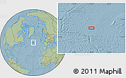 Savanna Style Location Map of the area around 53° 40' 8" N, 29° 40' 29" W, hill shading
