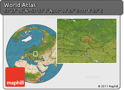 Satellite Location Map of the Area around 53° 40' 8" N, 30° 40' 29" E