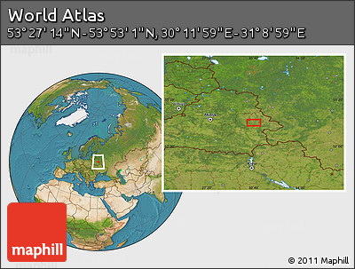 Satellite Location Map of the Area around 53° 40' 8" N, 30° 40' 29" E
