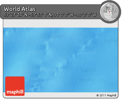 Physical 3D Map of the Area around 53° 40' 8" N, 30° 31' 29" W