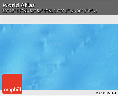 Physical 3D Map of the Area around 53° 40' 8" N, 30° 31' 29" W
