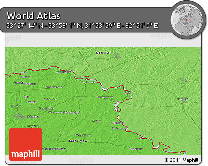 Political 3D Map of the Area around 53° 40' 8" N, 32° 22' 30" E