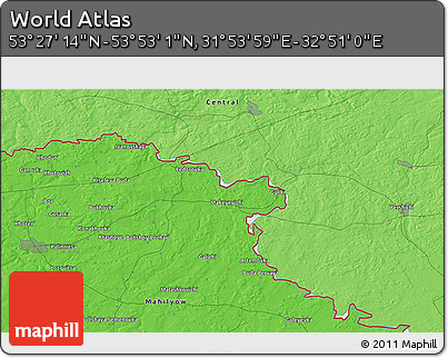 Political 3D Map of the Area around 53° 40' 8" N, 32° 22' 30" E
