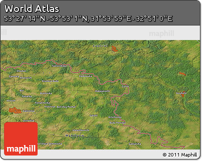 Satellite 3D Map of the Area around 53° 40' 8" N, 32° 22' 30" E