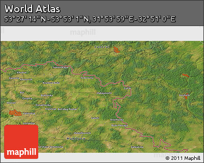 Satellite 3D Map of the Area around 53° 40' 8" N, 32° 22' 30" E