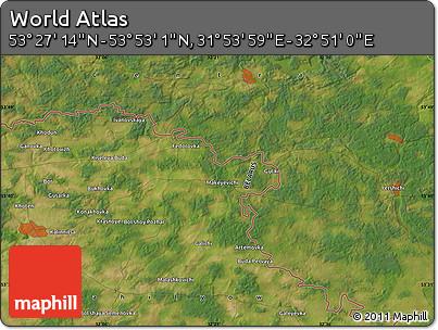 Satellite Map of the Area around 53° 40' 8" N, 32° 22' 30" E