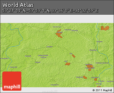 Physical 3D Map of the Area around 53° 40' 8" N, 34° 4' 30" E