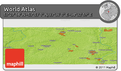 Physical Panoramic Map of the Area around 53° 40' 8" N, 34° 4' 30" E