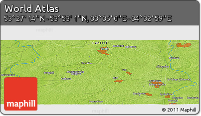 Physical Panoramic Map of the Area around 53° 40' 8" N, 34° 4' 30" E
