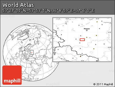 Blank Location Map of the Area around 53° 40' 8" N, 36° 37' 30" E