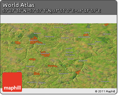 Satellite 3D Map of the Area around 53° 40' 8" N, 38° 19' 30" E