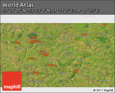 Satellite 3D Map of the Area around 53° 40' 8" N, 38° 19' 30" E
