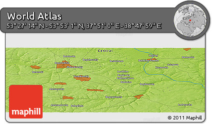 Physical Panoramic Map of the Area around 53° 40' 8" N, 38° 19' 30" E