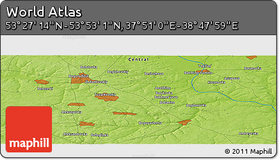 Physical Panoramic Map of the Area around 53° 40' 8" N, 38° 19' 30" E