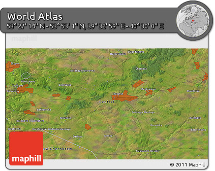 Satellite 3D Map of the Area around 53° 40' 8" N, 40° 1' 29" E