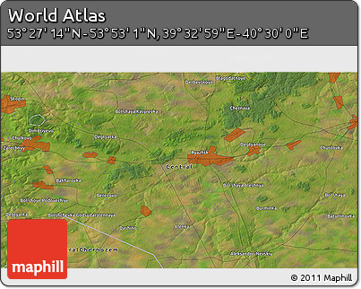 Satellite 3D Map of the Area around 53° 40' 8" N, 40° 1' 29" E