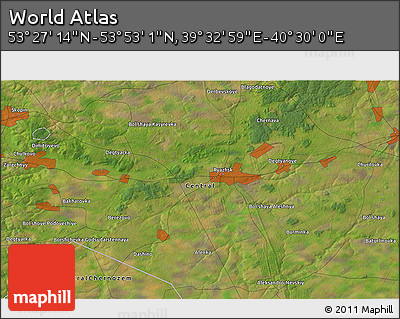 Satellite 3D Map of the Area around 53° 40' 8" N, 40° 1' 29" E